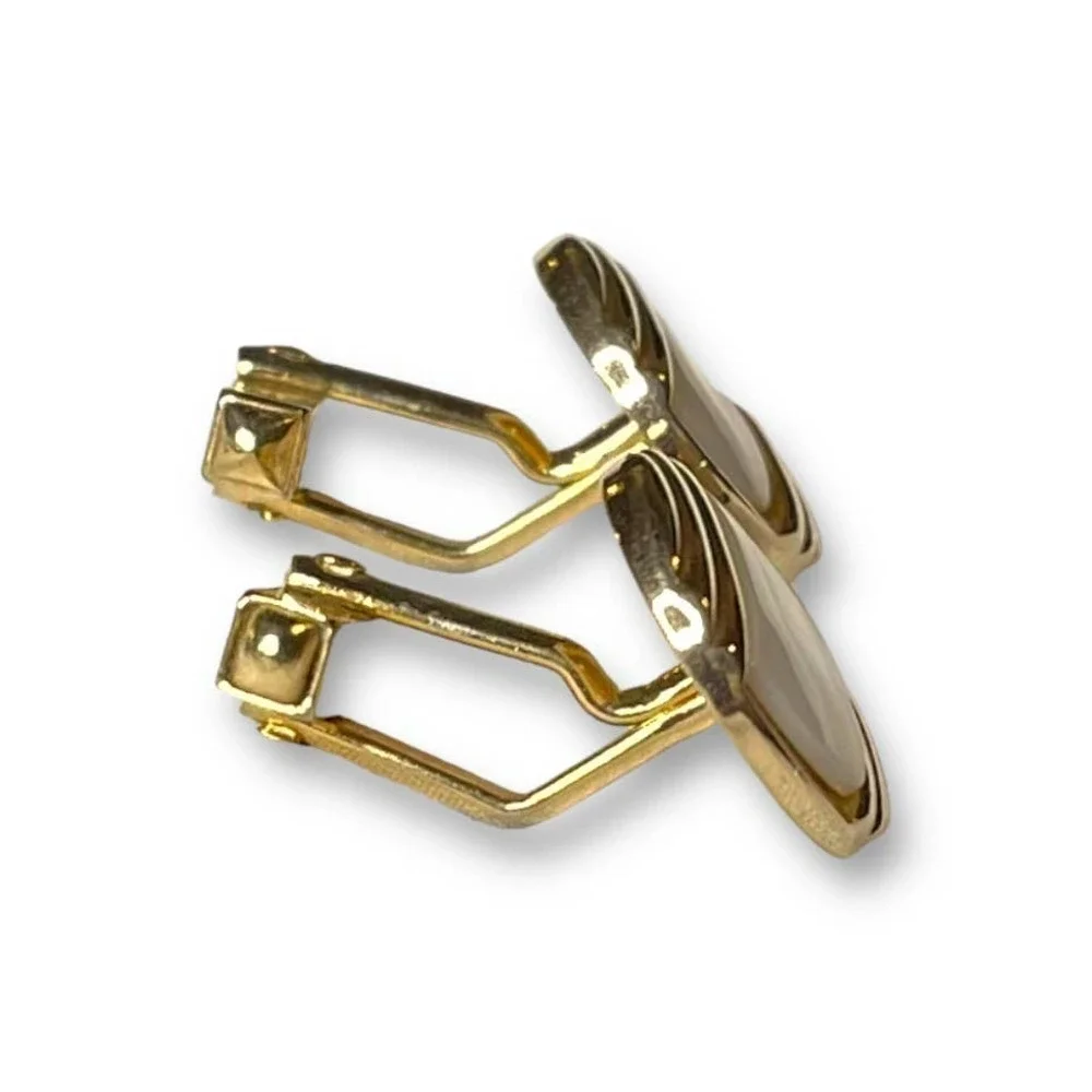 Swank Vintage Cufflinks Gold Tone Mother of Pearl Art Deco